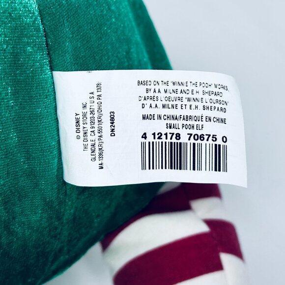 Disney Store Christmas Pooh Bear Dressed as Elf Plush Vintage Disney - Picture 8 of 13